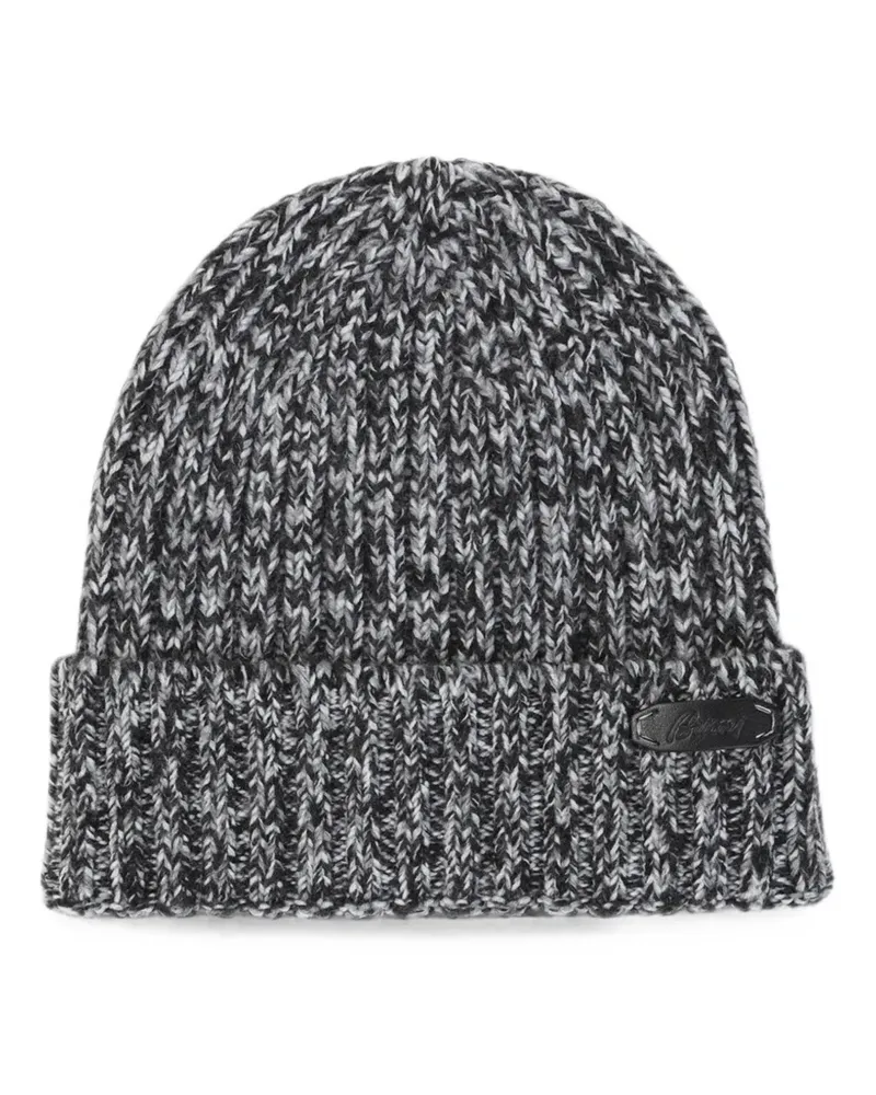 Brioni ribbed-knit wool beanie hat - Schwarz Schwarz