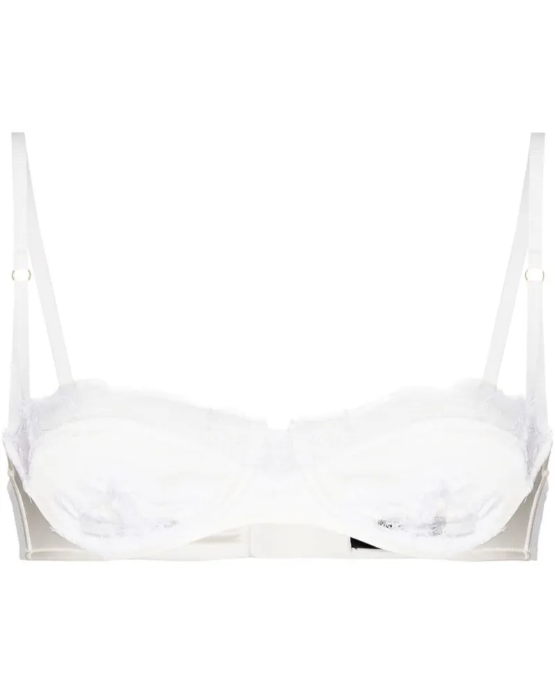 Kiki De Montparnasse Lace Inset Balconette-BH aus Seide - Weiß Weiß