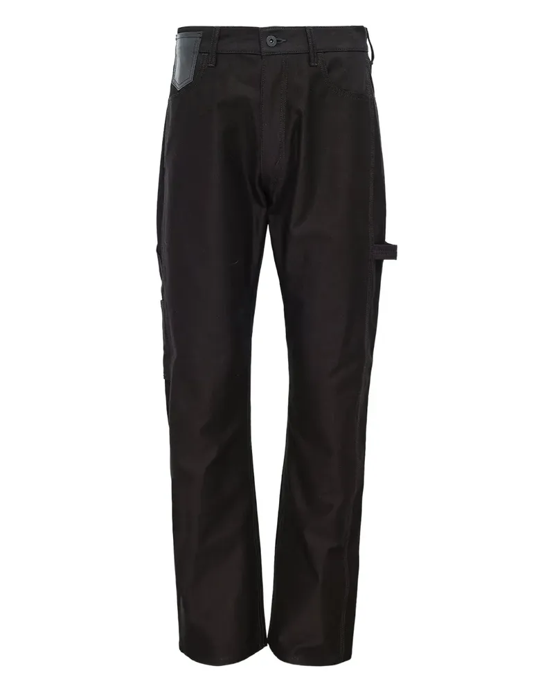 Junya Watanabe leather-patch cotton trousers - Schwarz Schwarz