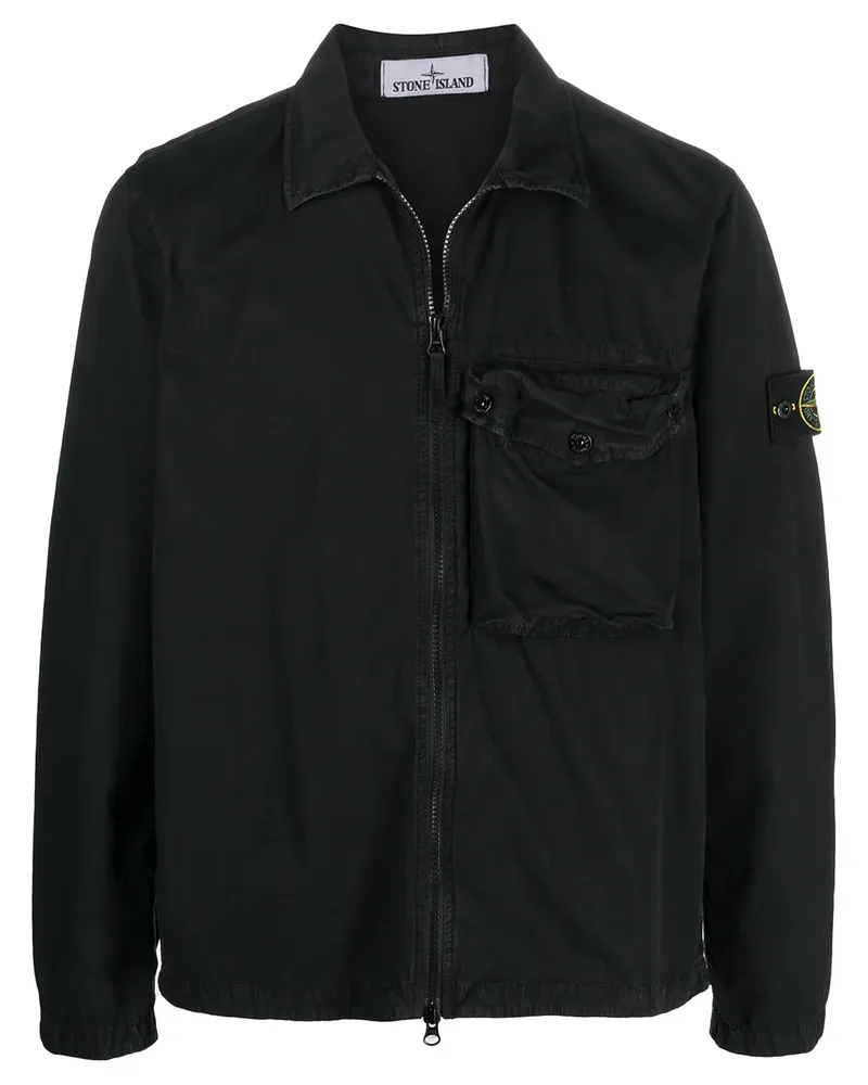 Stone Island Jacke mit Logo-Patch - Schwarz Schwarz