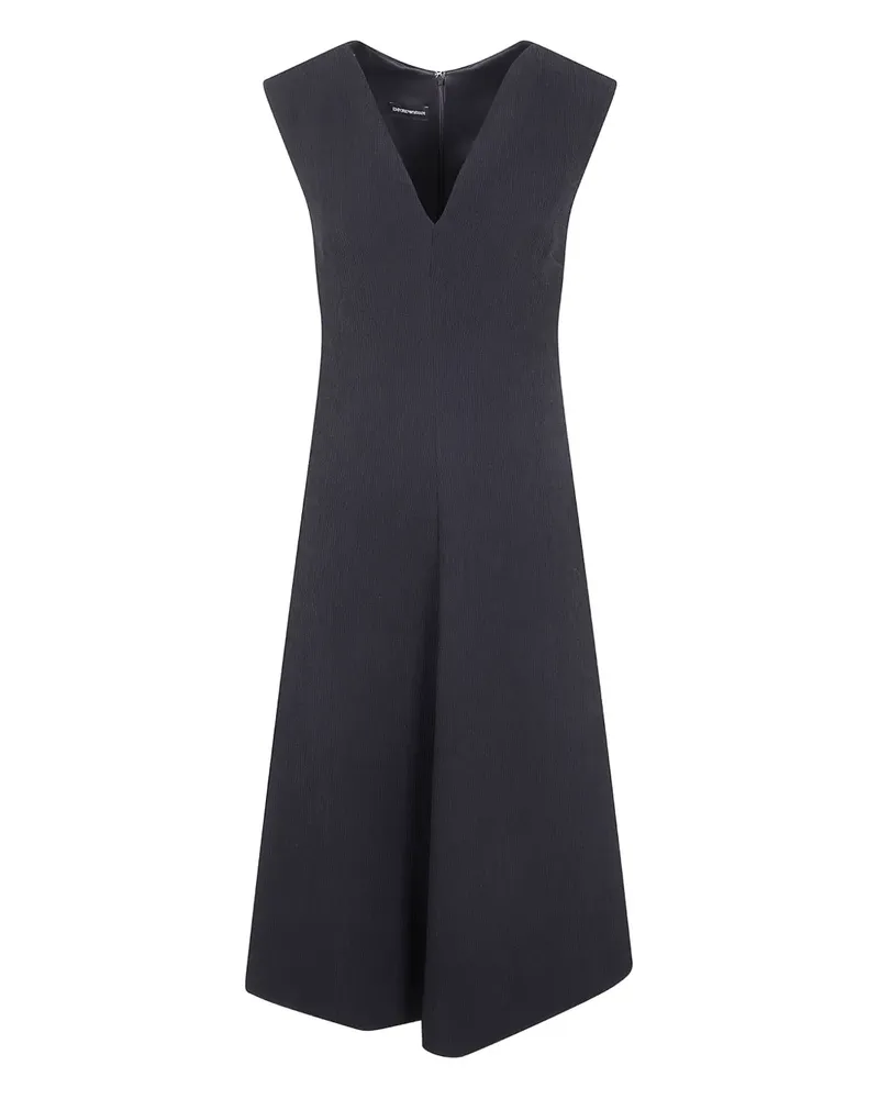 Emporio Armani Geripptes Kleid mit V-Ausschnitt - Schwarz Schwarz