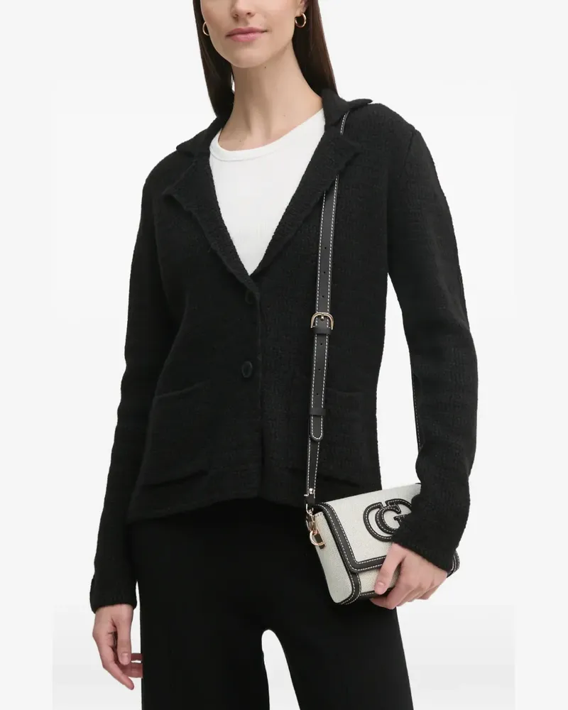 Sisley Cardigan mit Knopfleiste und fallendem Revers - Schwarz Schwarz