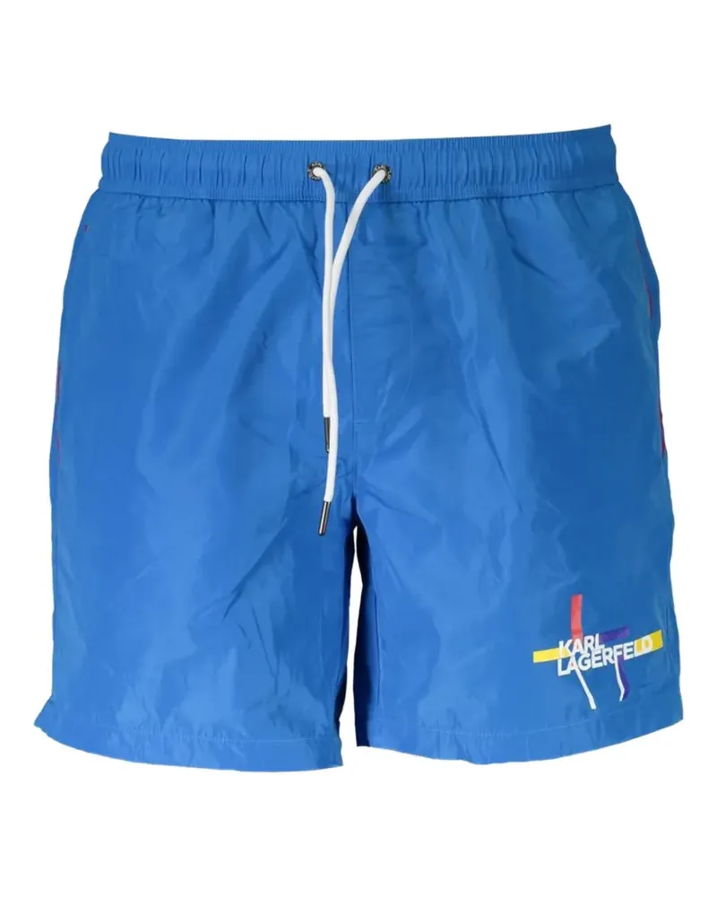 Karl Lagerfeld logo-print drawstring-fastening swim shorts - Blau Blau