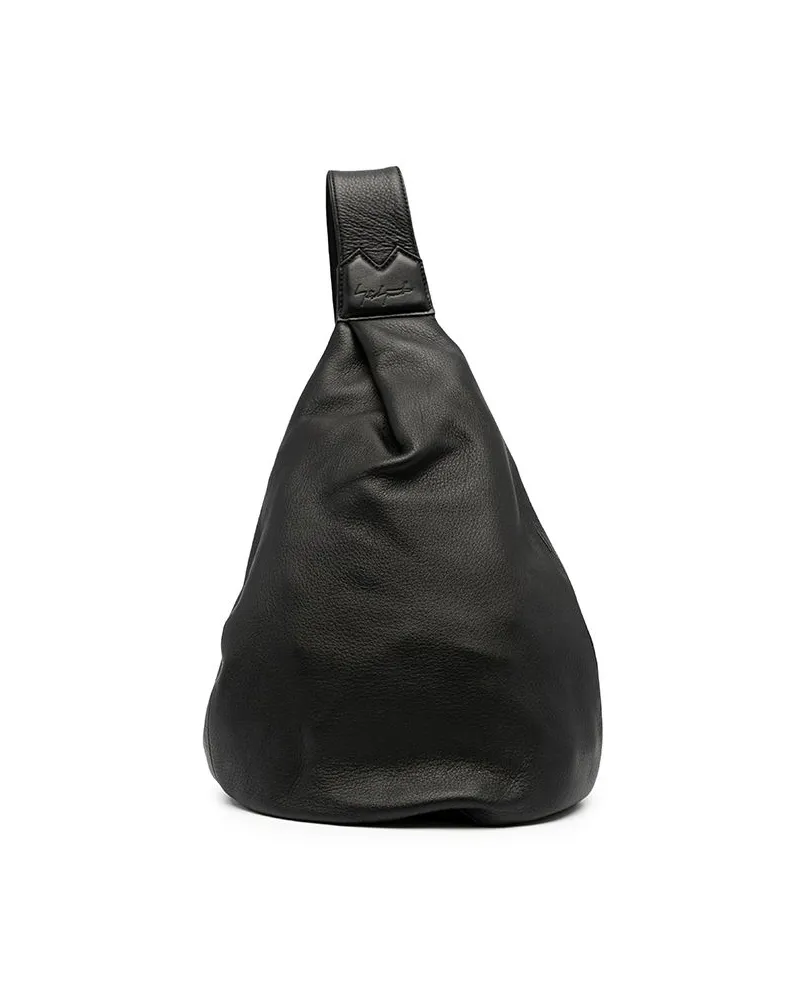 Yohji Yamamoto Schultertasche mit Logo-Prägung - Schwarz Schwarz
