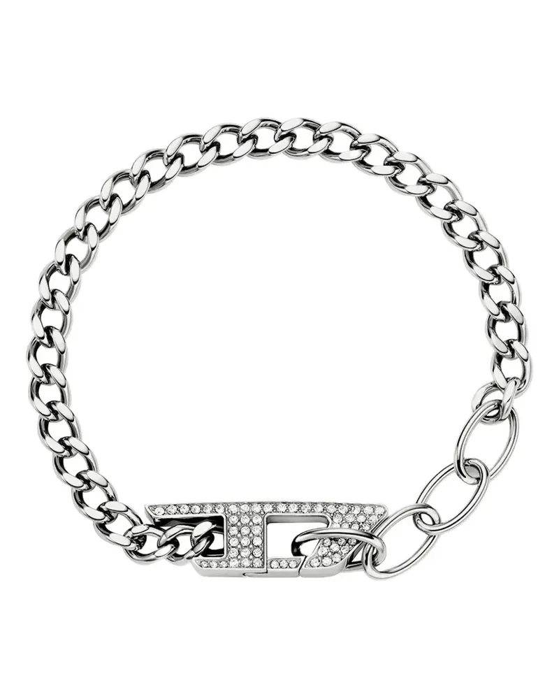 Diesel curb-chain crystal bracelet - Silber Silber