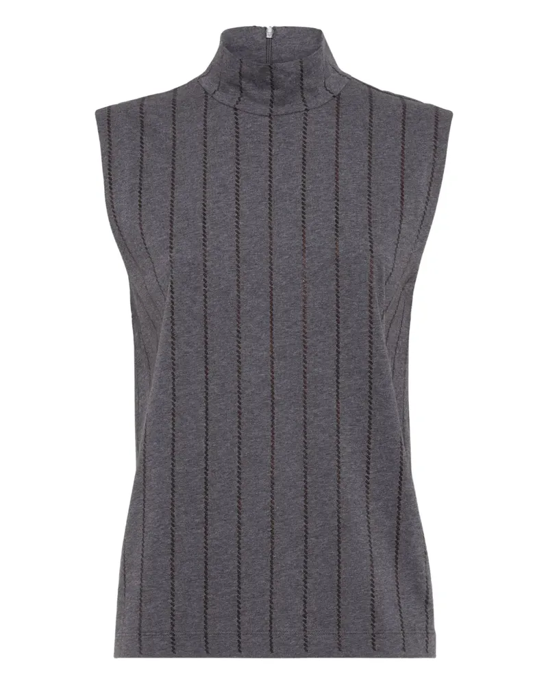 Brunello Cucinelli Oberteil mit Pailletten - Grau Grau