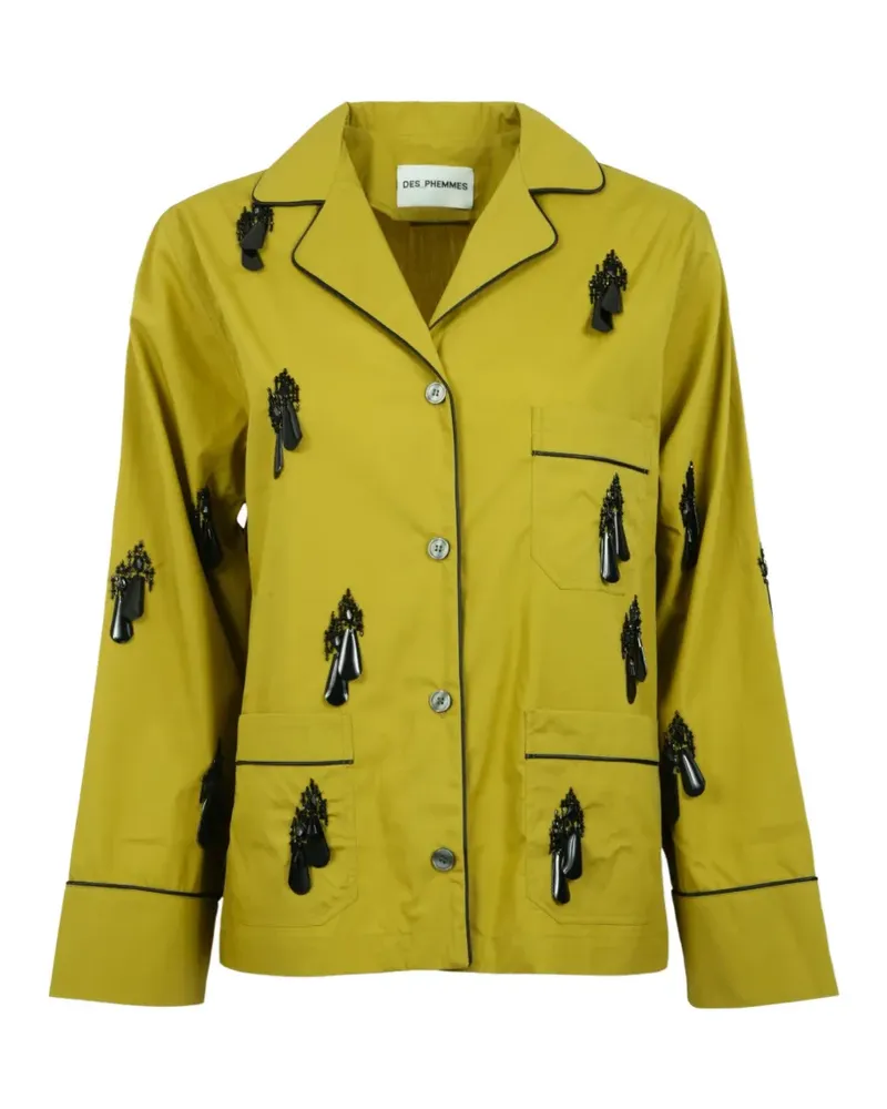 Des Phemmes embellished contrast-piping shirt - Gelb Gelb