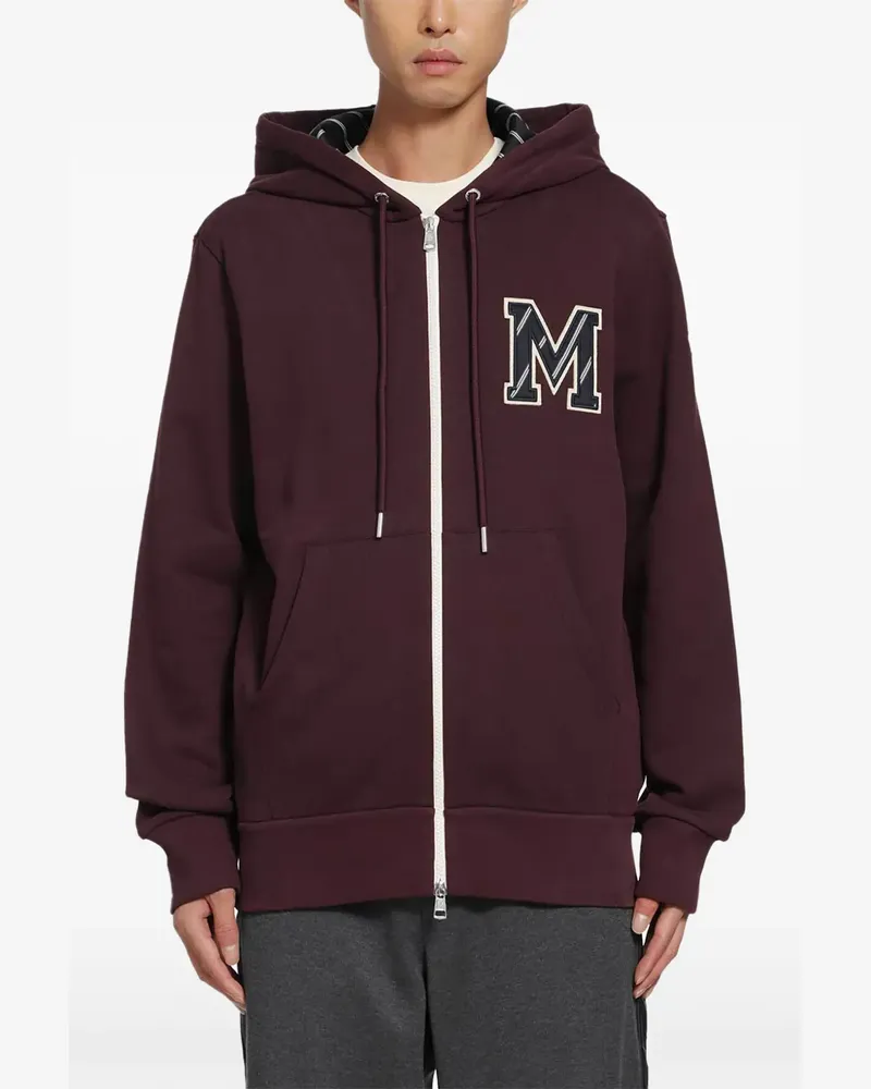 Moncler logo-patch zip-up hoodie - Rot Rot