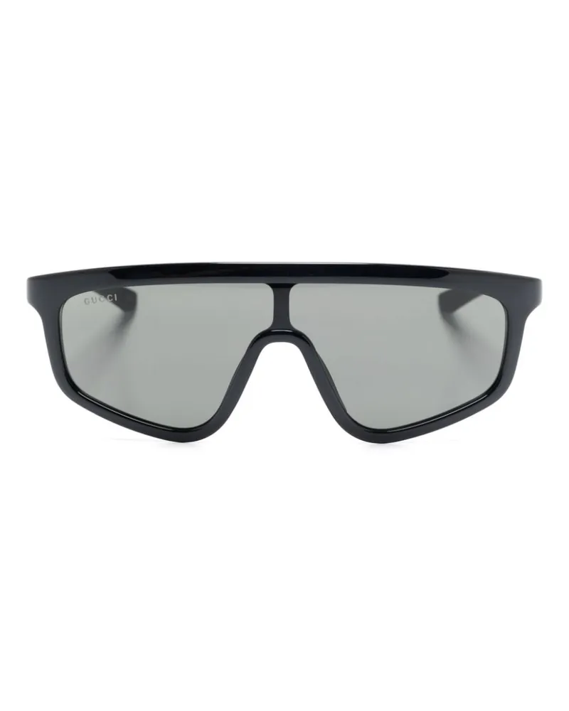 Gucci Sonnenbrille mit Shield-Gestell - Schwarz Schwarz