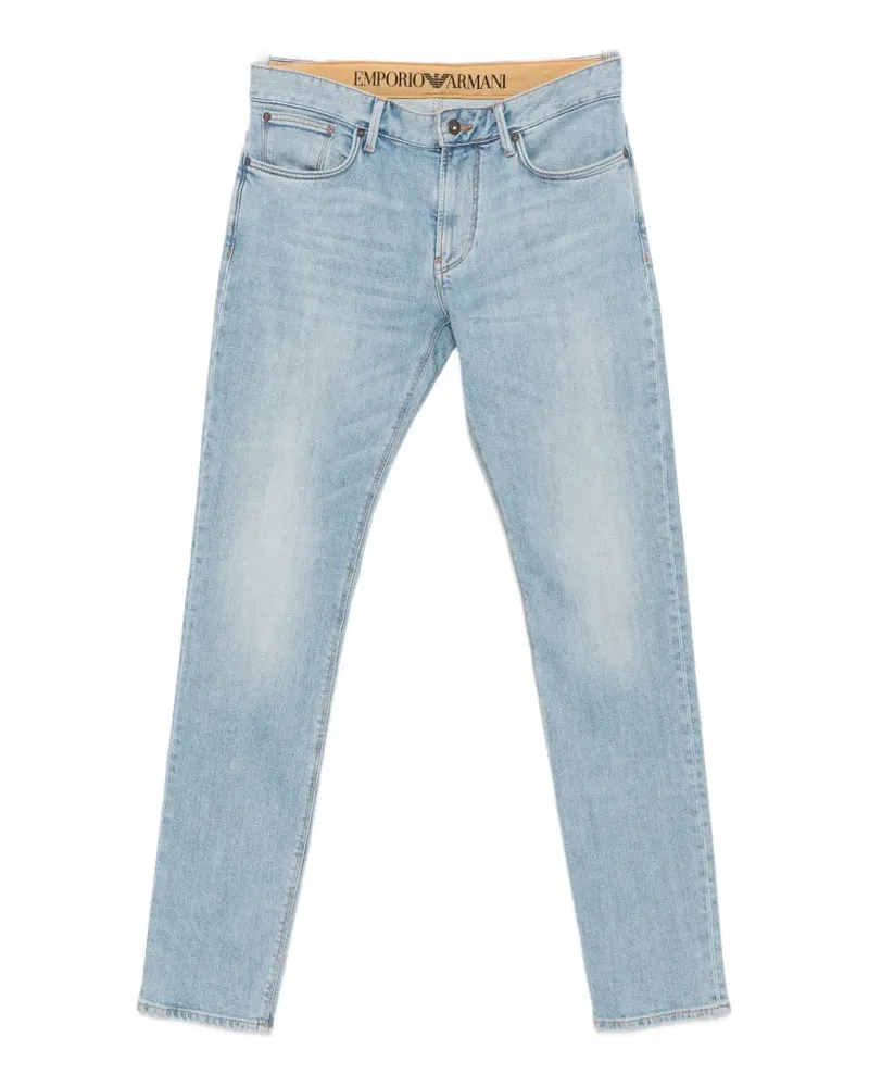 Emporio Armani logo-plaque slim-fit jeans - Blau Blau