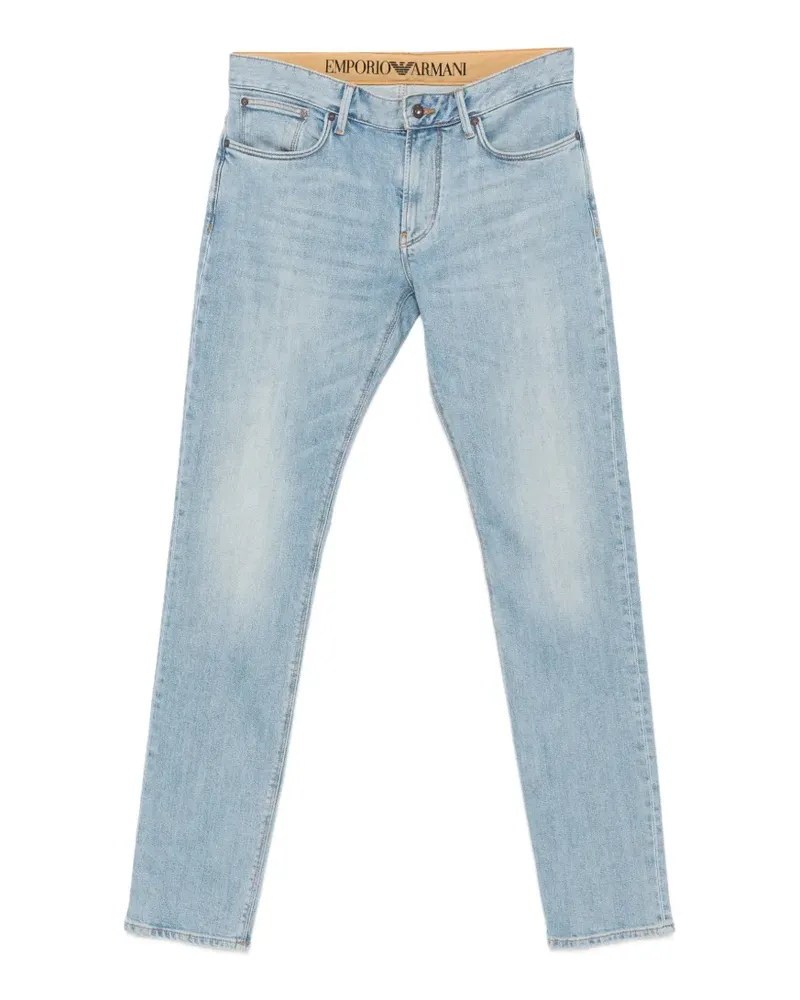 Emporio Armani Slim-Fit-Jeans mit Logo-Schild - Blau Blau