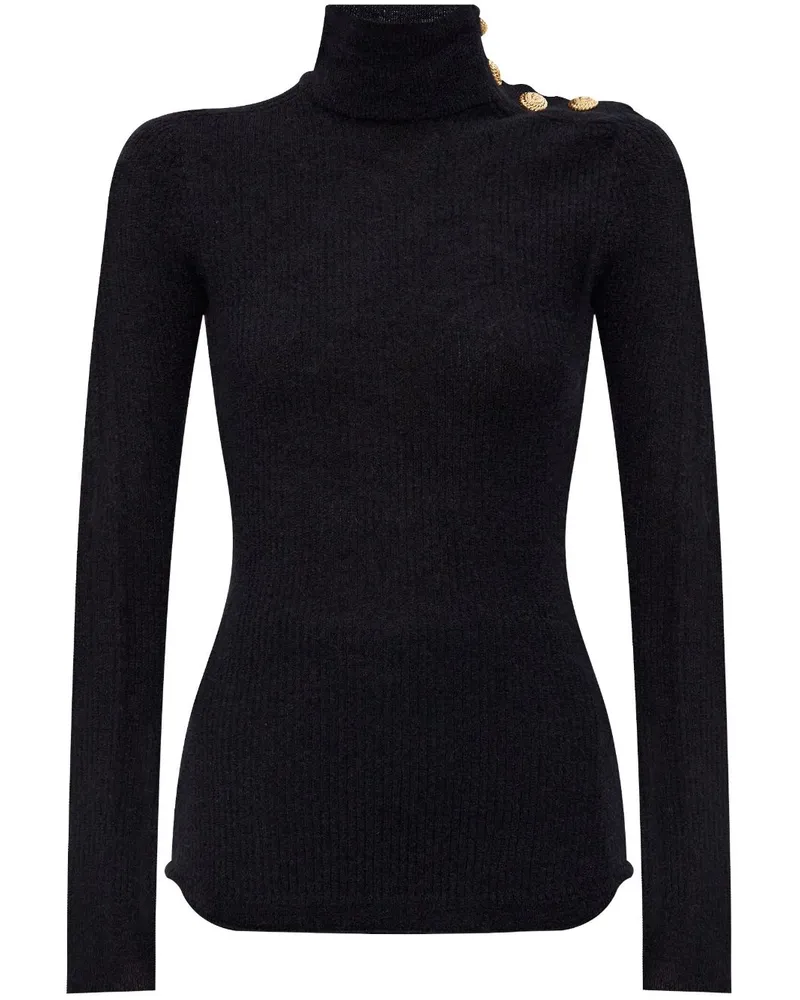 Balmain Gerippter Strickpullover - Schwarz Schwarz