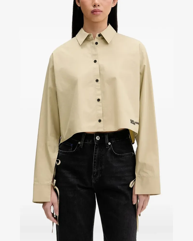 Karl Lagerfeld tie-detail cropped shirt - Nude Nude