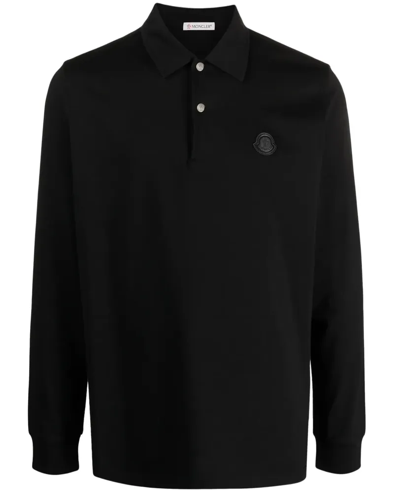 Moncler Poloshirt mit Logo-Patch - Schwarz Schwarz