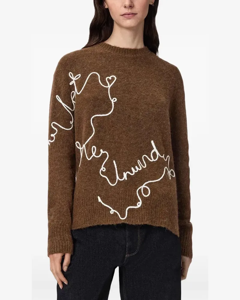 AllSaints Unwind Pullover mit Stickerei - Braun Braun