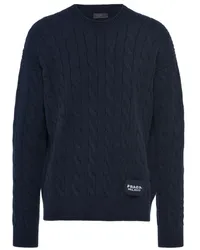 Prada Kaschmirpullover mit Zopfmuster Blau