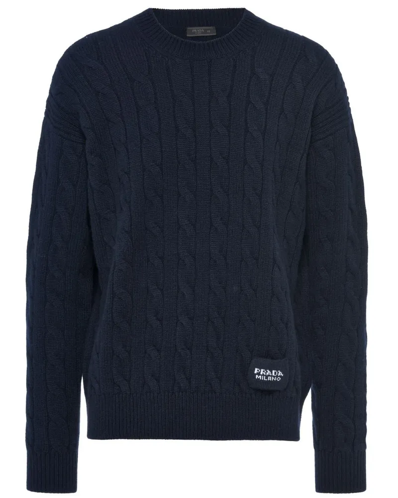 Prada Kaschmirpullover mit Zopfmuster - Blau Blau