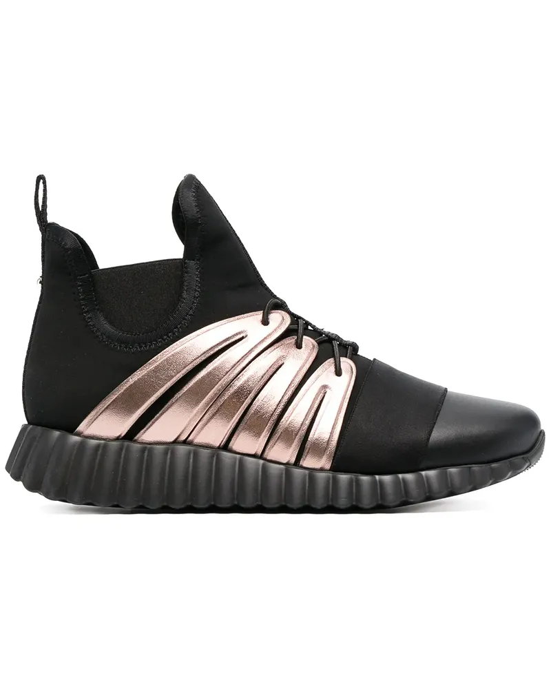Ferragamo High-Top-Sneakers mit gewellter Sohle - Schwarz Schwarz
