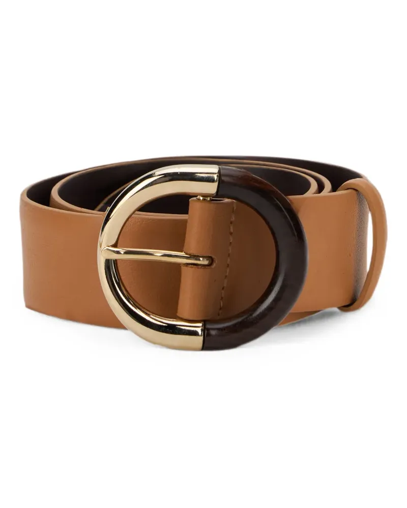 Alberta Ferretti round-buckle leather belt - Nude Nude