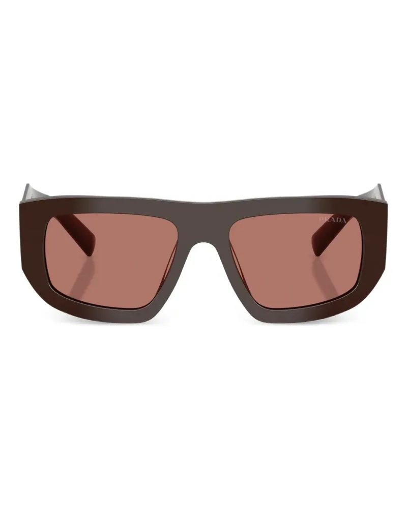 Prada logo-engraved rectangle-frame sunglasses - Braun Braun