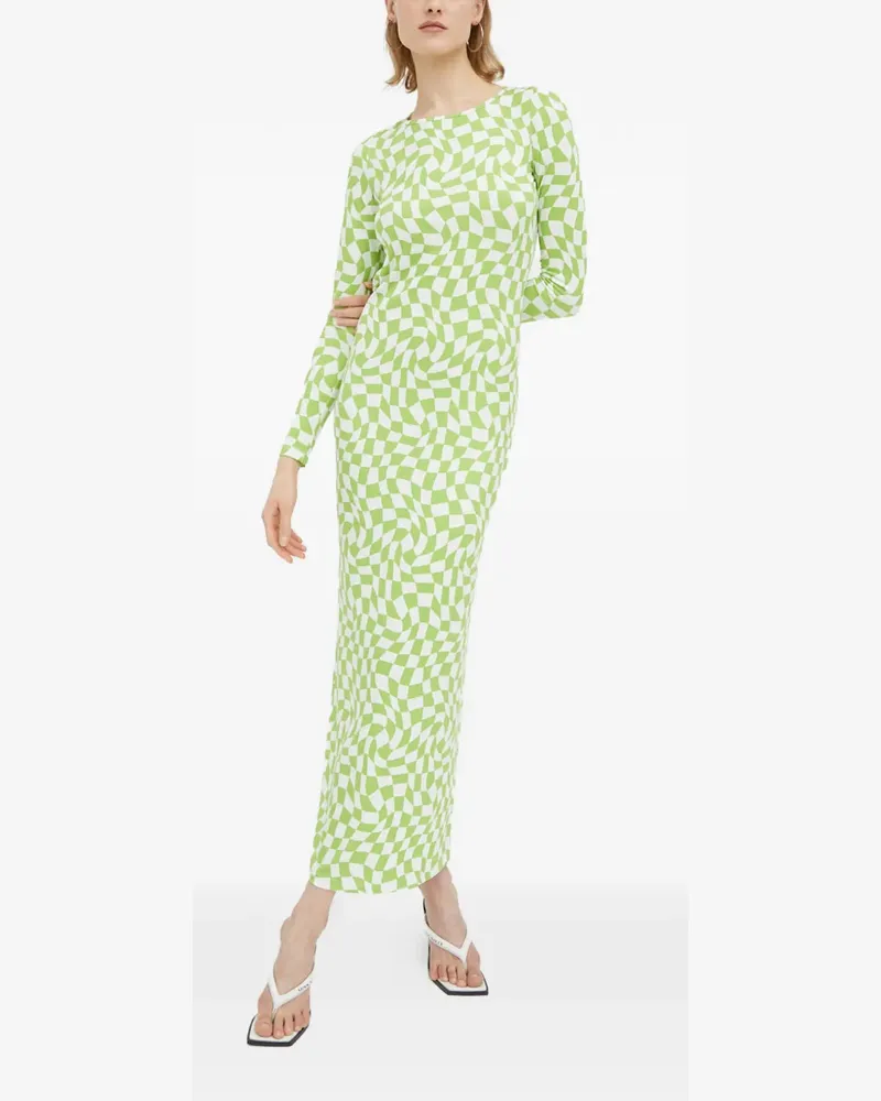 Résumé open-back checkd midi dress - Grün Grün