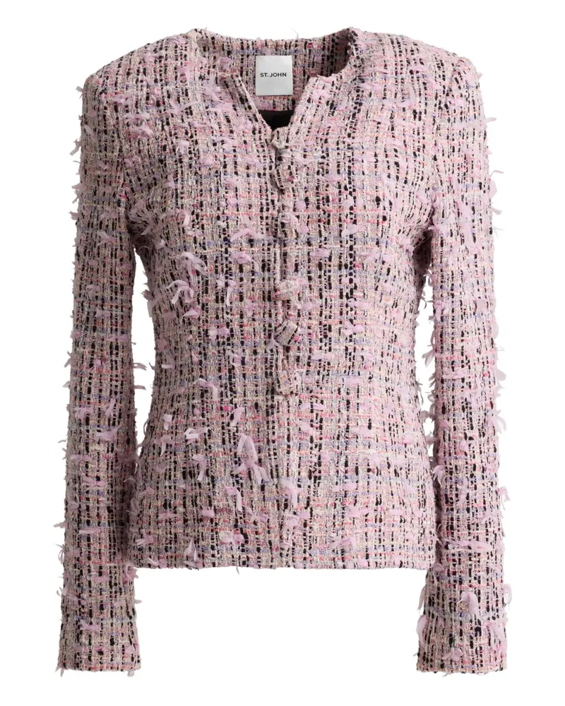 ST. JOHN Paper Eyelash Tweed-Jacke mit Knöpfen - Rosa Rosa