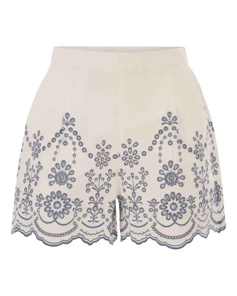 MC2 Saint Barth broderie-anglaise scalloped-hem shorts - Nude Nude