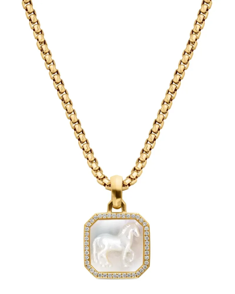 David Yurman 18kt Petrvs Horse Gelbgoldamulett mit Diamanten 19,6mm Gold