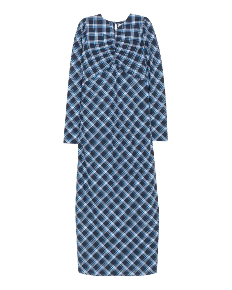 DÔEN Begonia Maxikleid mit Karomuster - Blau Blau