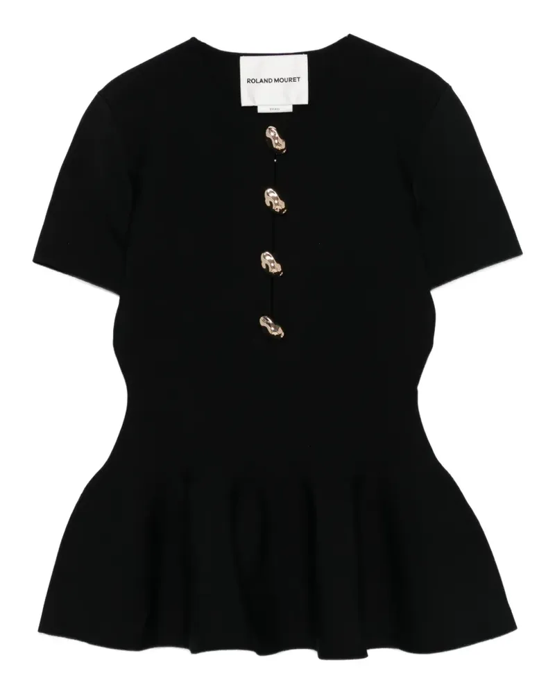 Roland Mouret button detail peplum top - Schwarz Schwarz