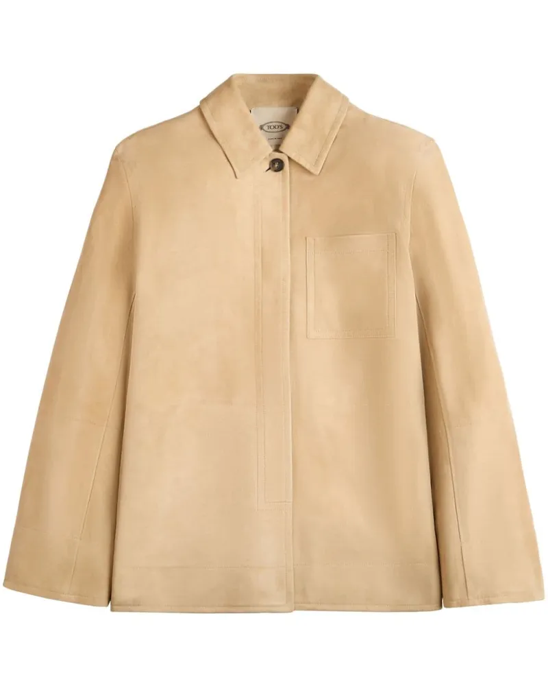 TOD'S Lederjacke mit Logo-Patch - Braun Braun