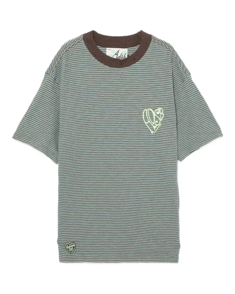 Andersson Bell Gestreiftes T-Shirt mit Herz-Logo - Grün Grün