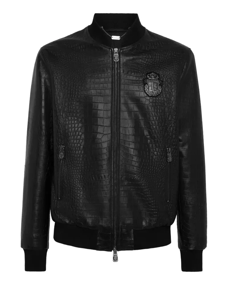 Billionaire Bomberjacke mit Kroko-Optik - Schwarz Schwarz