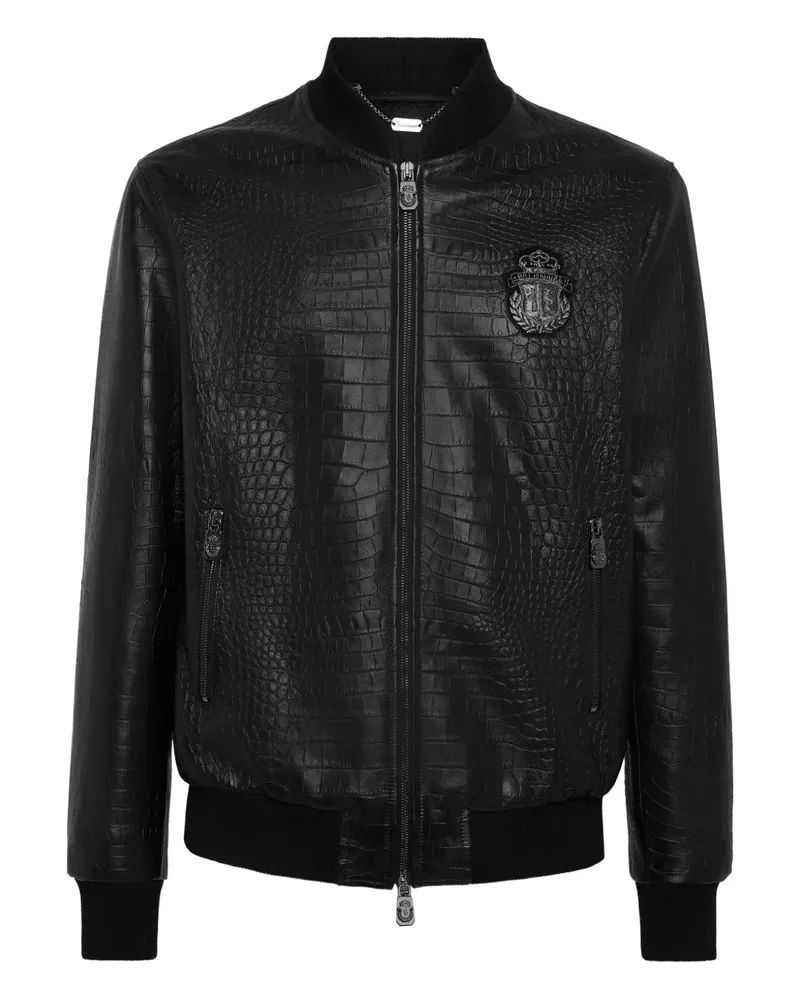 Billionaire Bomberjacke mit Kroko-Optik - Schwarz Schwarz