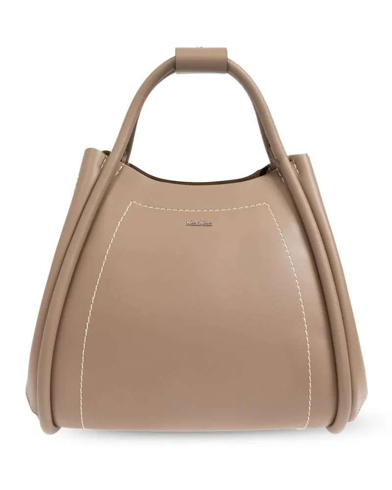 Max Mara Schultertasche mit Logo-Schild Nude