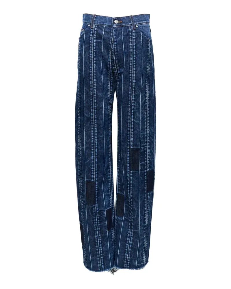 Stella McCartney pinstripe-pattern patchwork jeans - Blau Blau