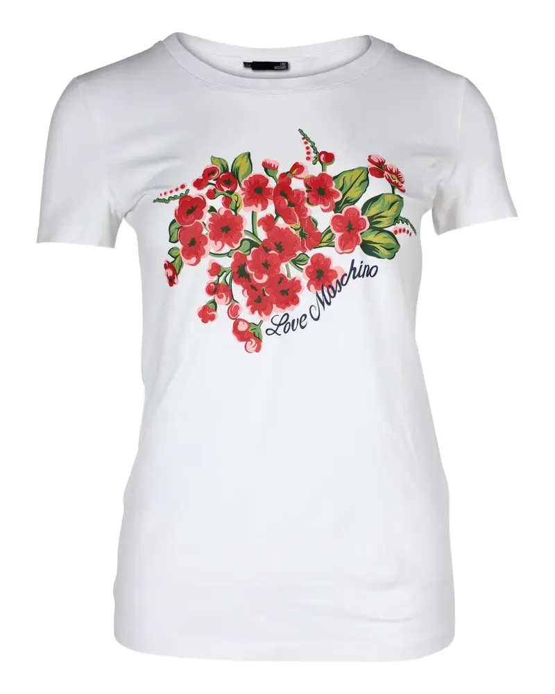 Moschino T-Shirt mit Blumen-Print - Weiß Weiß