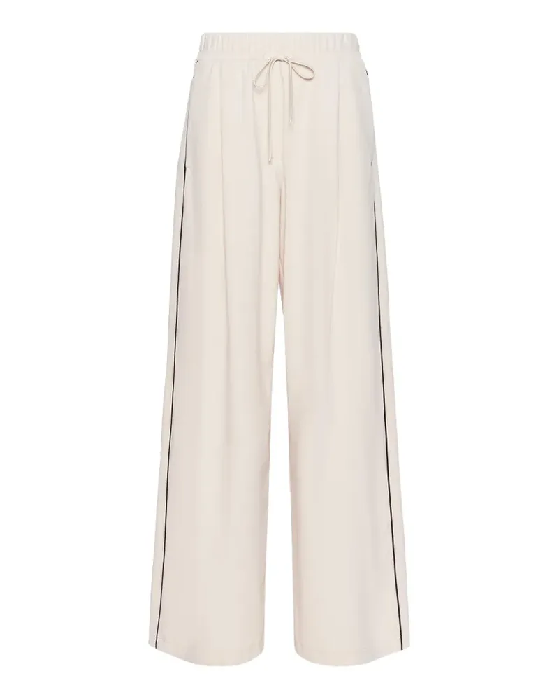 Max Mara Gestreifte Hose mit Bindegürtel - Weiß Weiß