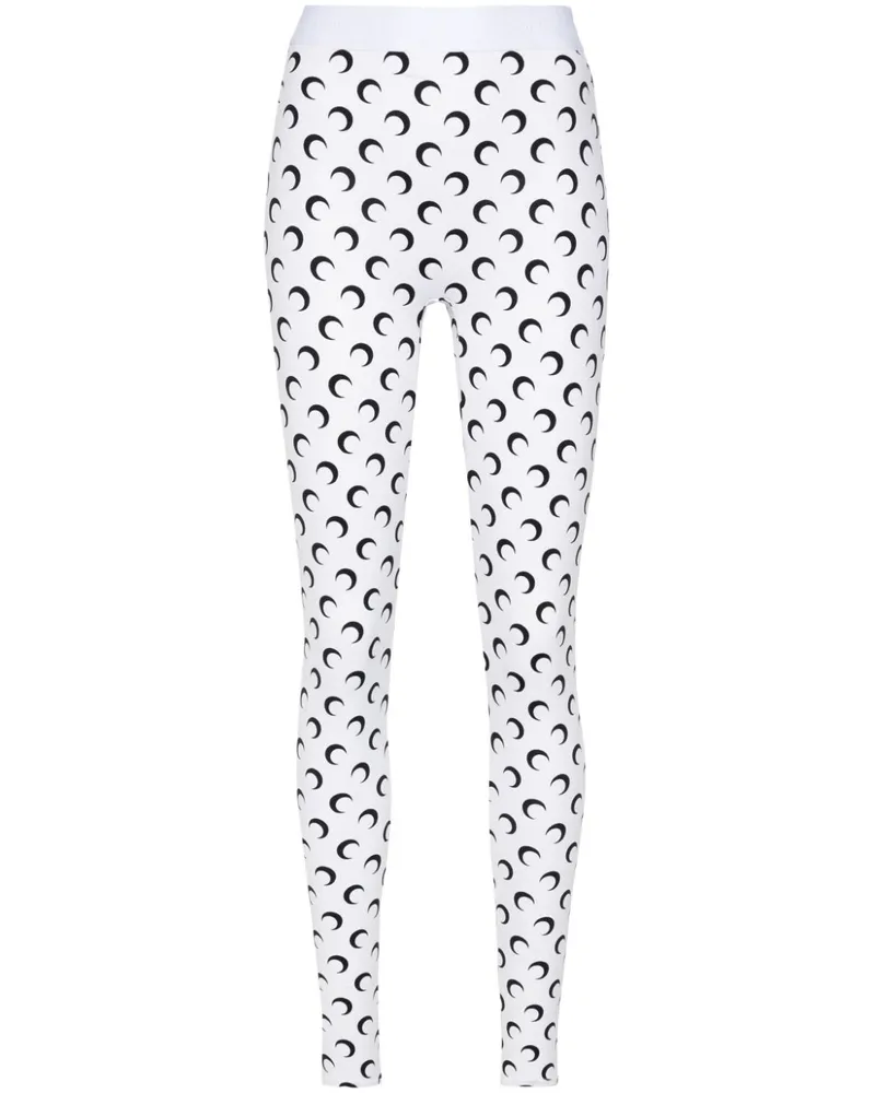 Marine Serre Leggings mit Sichelmond-Print - Weiß Weiß