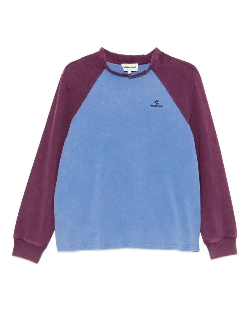 SHUSHU/TONG raglan-sleeve logo-embroidered sweater - Blau Blau