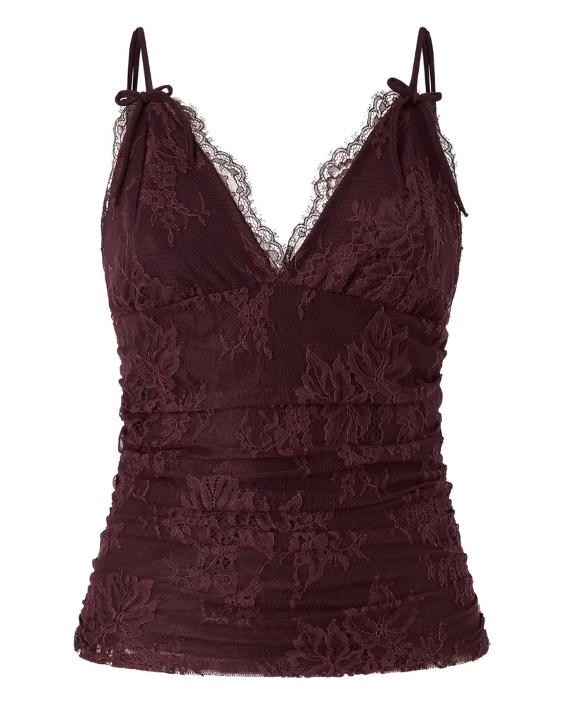 Pinko lace-overlay ruched tank top - Violett Violett
