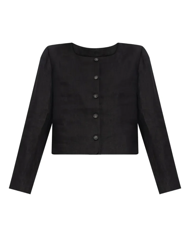 Posse Emma Leinenjacke mit Knopfleiste - Schwarz Schwarz