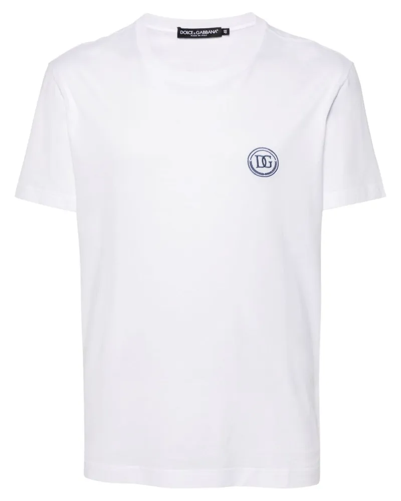 Dolce & Gabbana T-Shirt mit Logo-Stickerei - Weiß Weiß