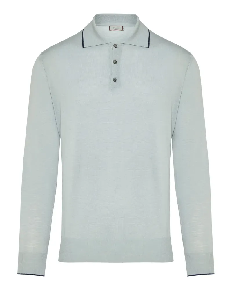 Canali Langärmeliges Poloshirt - Blau Blau