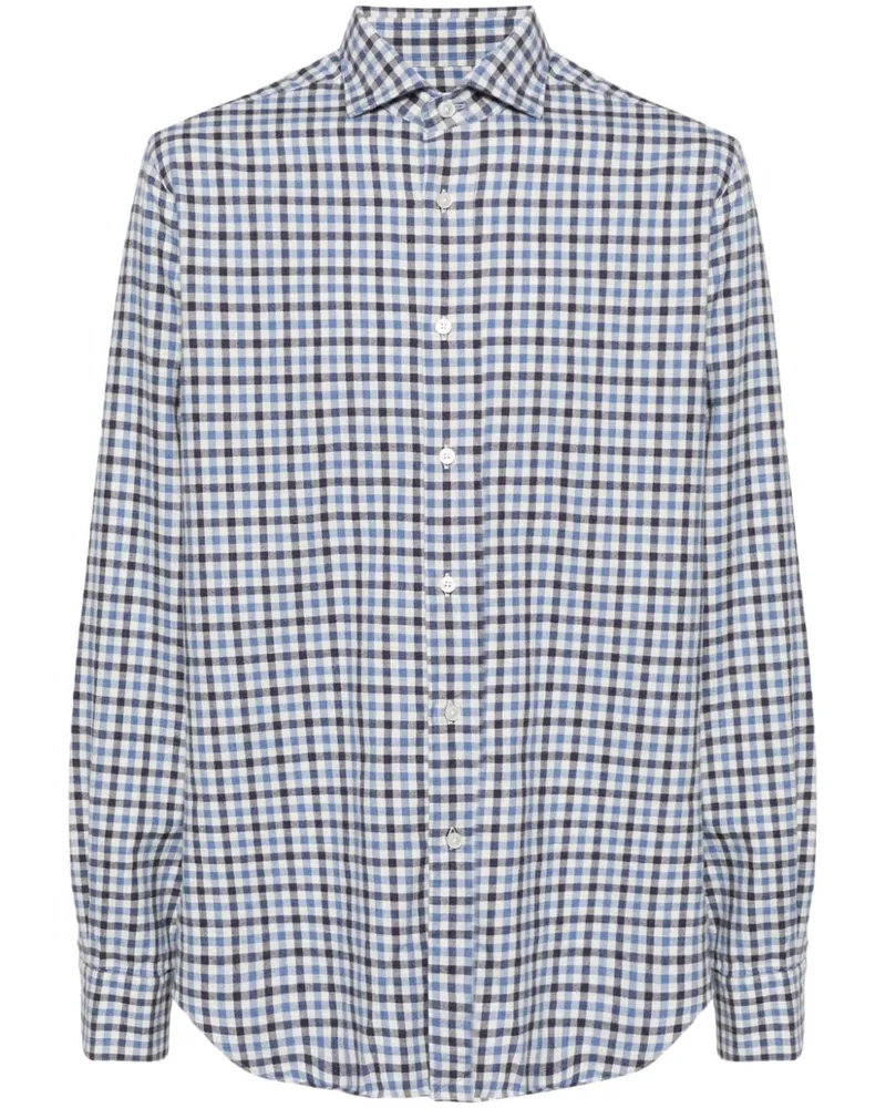 Glanshirt Kariertes Hemd Blau