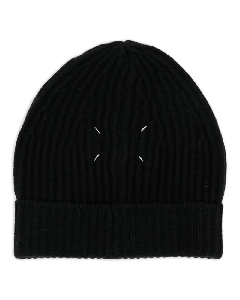 Maison Margiela Gerippte Beanie - Schwarz Schwarz