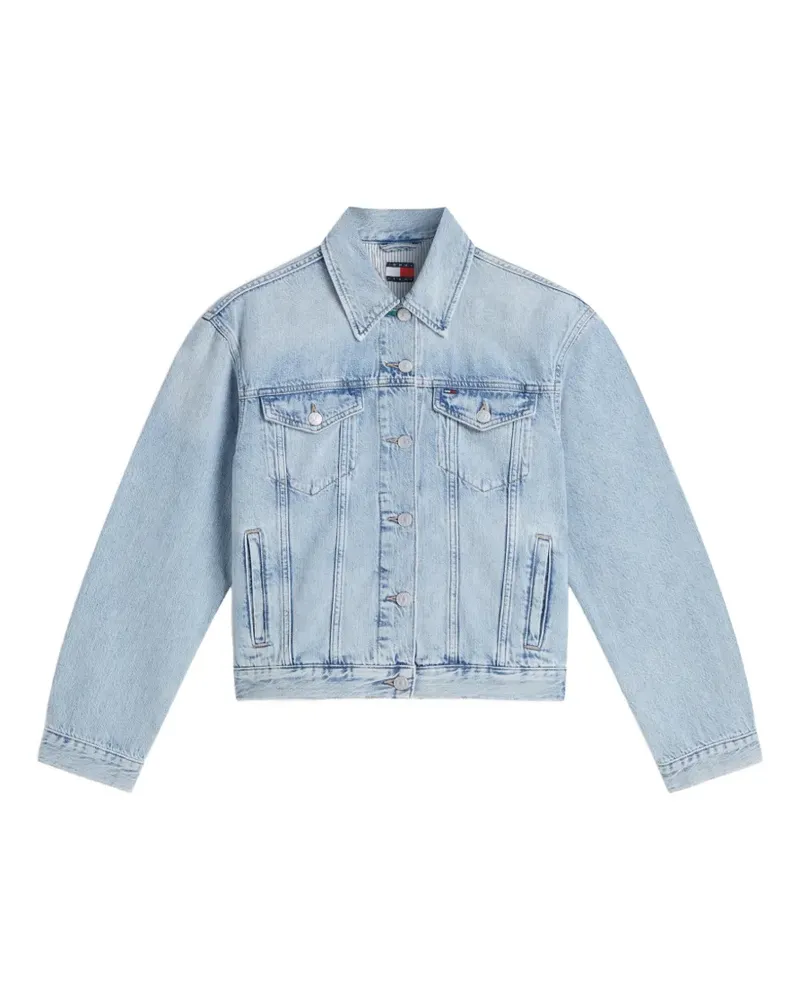 Tommy Hilfiger Ausgeblichene Jeansjacke mit Flaggen-Patch - Blau Blau
