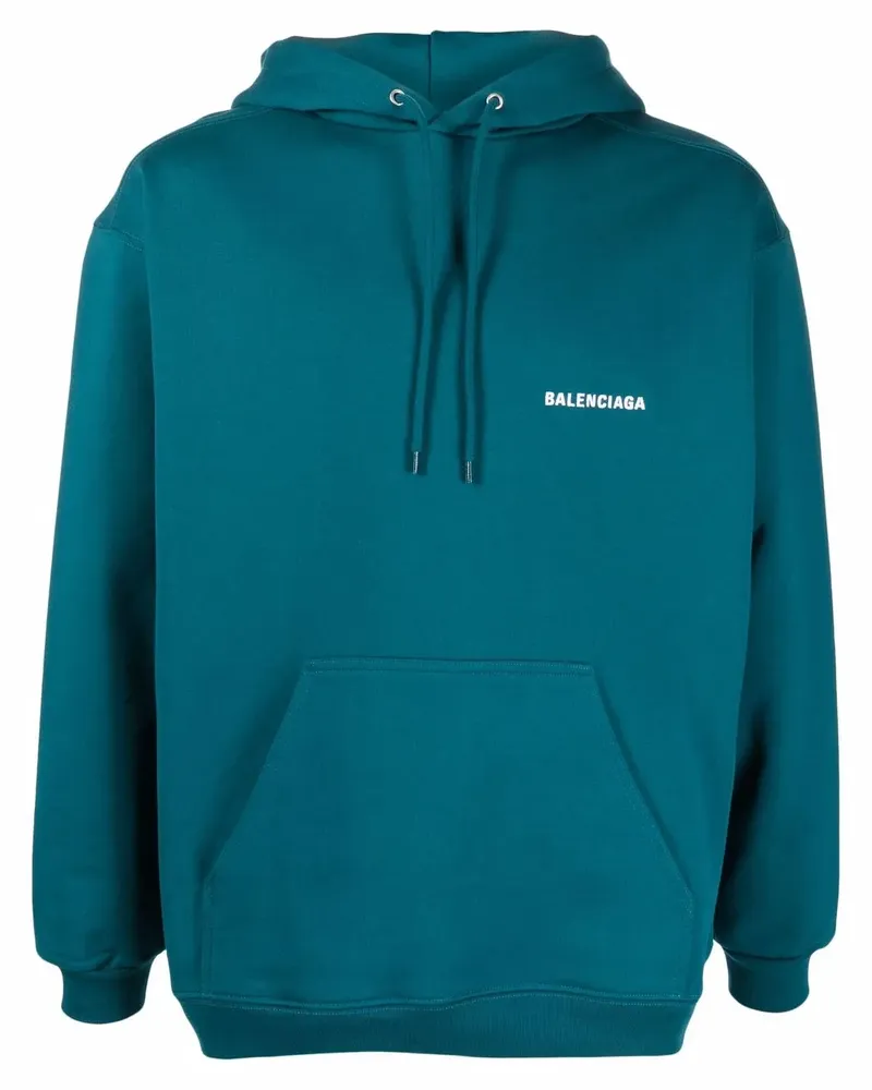 Balenciaga Hoodie mit Logo-Stickerei - Blau Blau