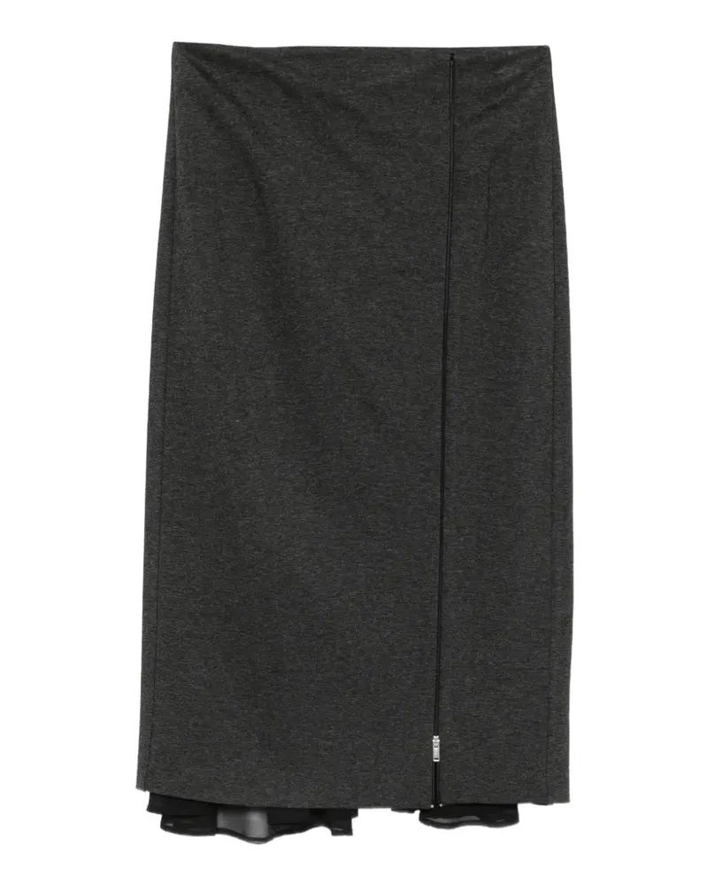 Semicouture zip-detail layered-hem midi skirt - Grau Grau