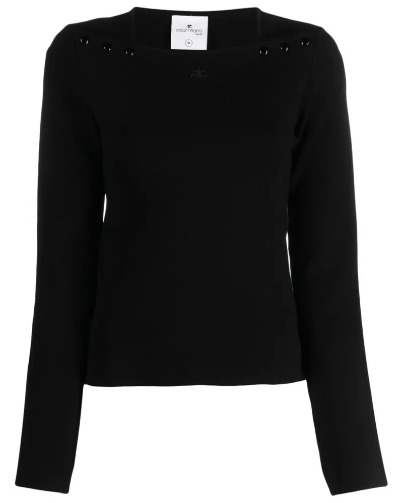 Courrèges Sweatshirt mit Logo-Stickerei - Schwarz Schwarz